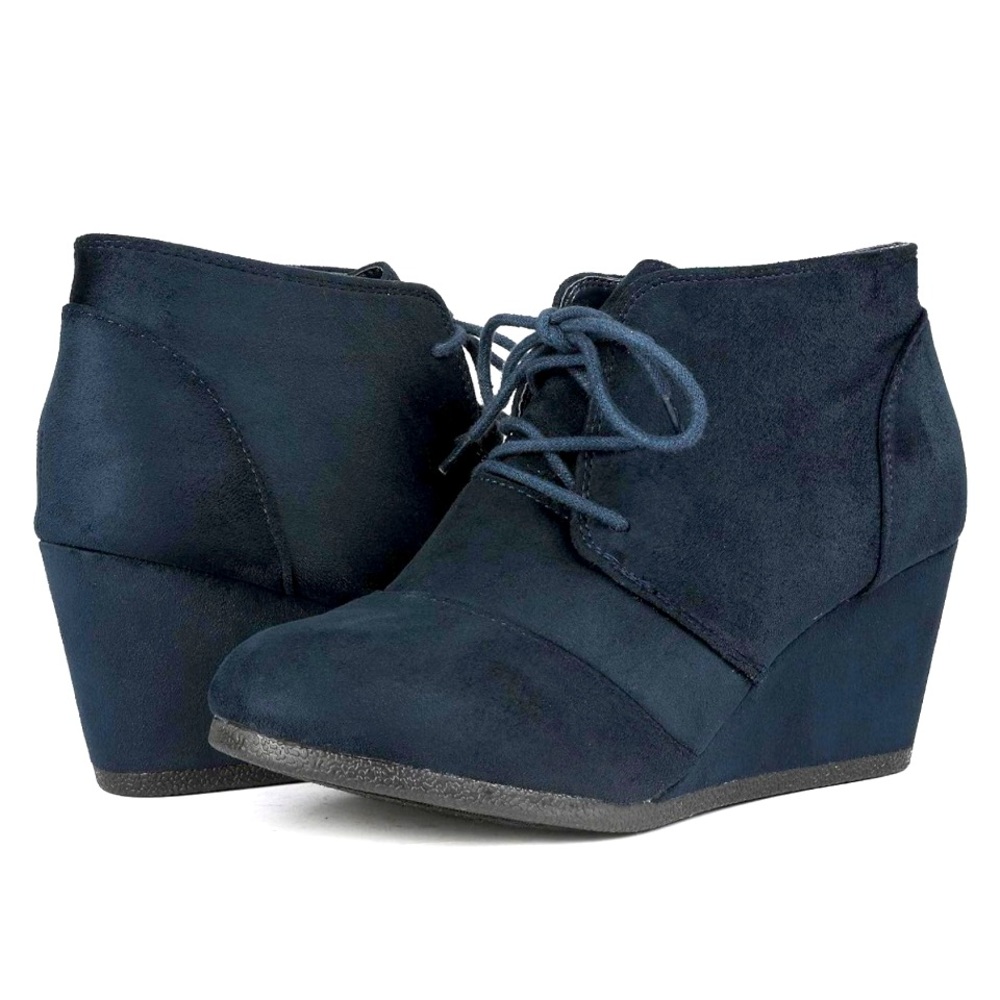 Dream Pairs navy blue wedge bootie